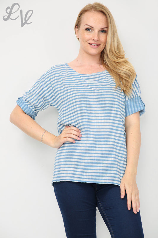 Ladies Narrow Striped Top Denim Unit Price £7.99