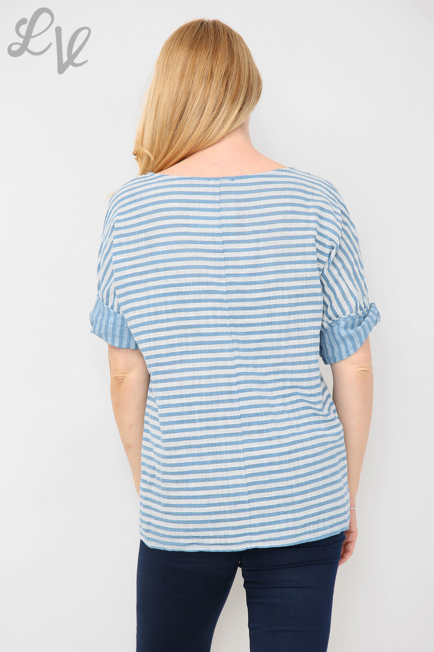 Ladies Narrow Striped Top Denim Unit Price £7.99