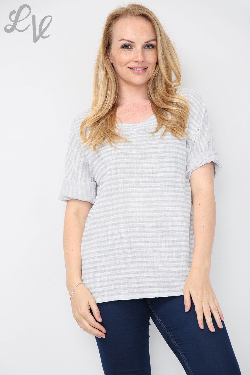 Dames gestreepte top grijs stukprijs € 7,99