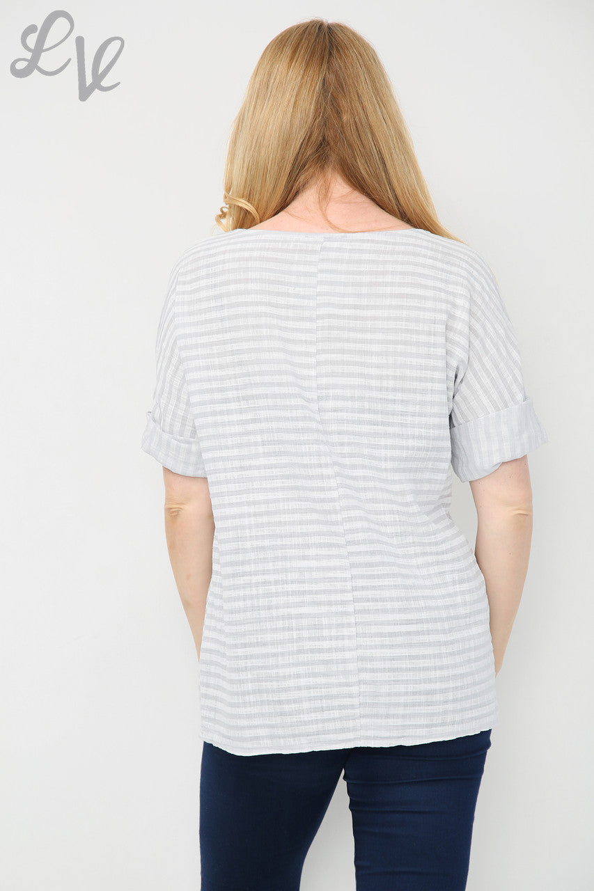 Dames gestreepte top grijs stukprijs € 7,99
