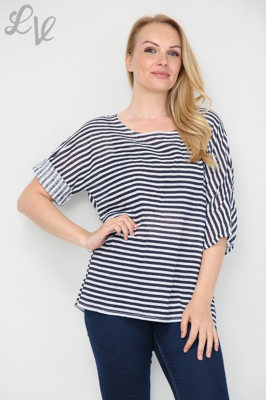 Dames Nauwe Gestreept Topje Wit Eenheidsprijs €7,99