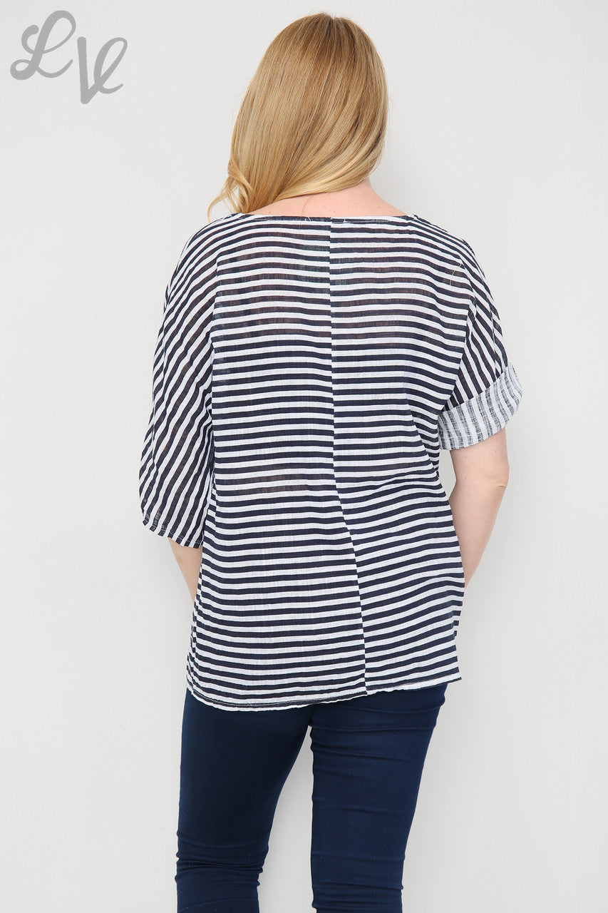 Dames Nauwe Gestreept Topje Wit Eenheidsprijs €7,99