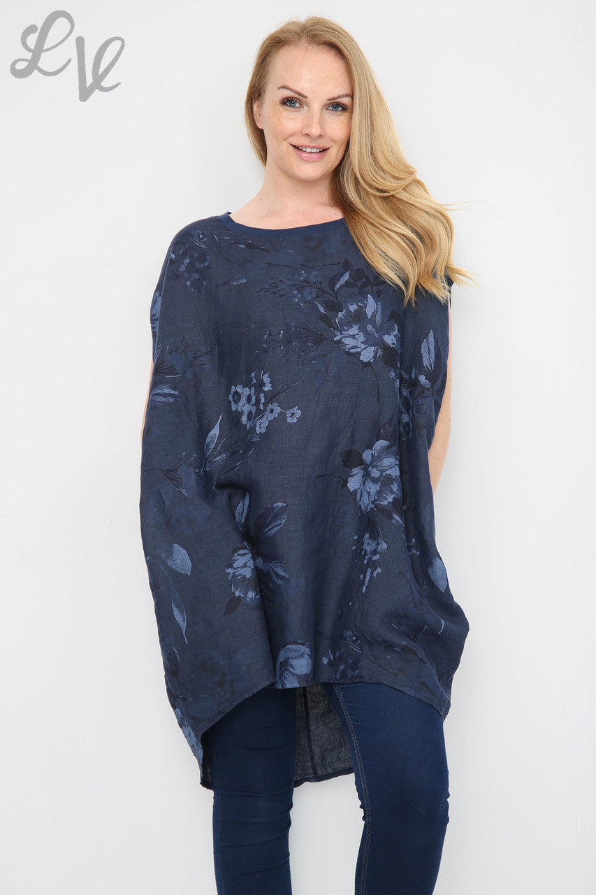 Dames Tuniekjurk met Bloembladprint Marineblauw Stukprijs €12,99