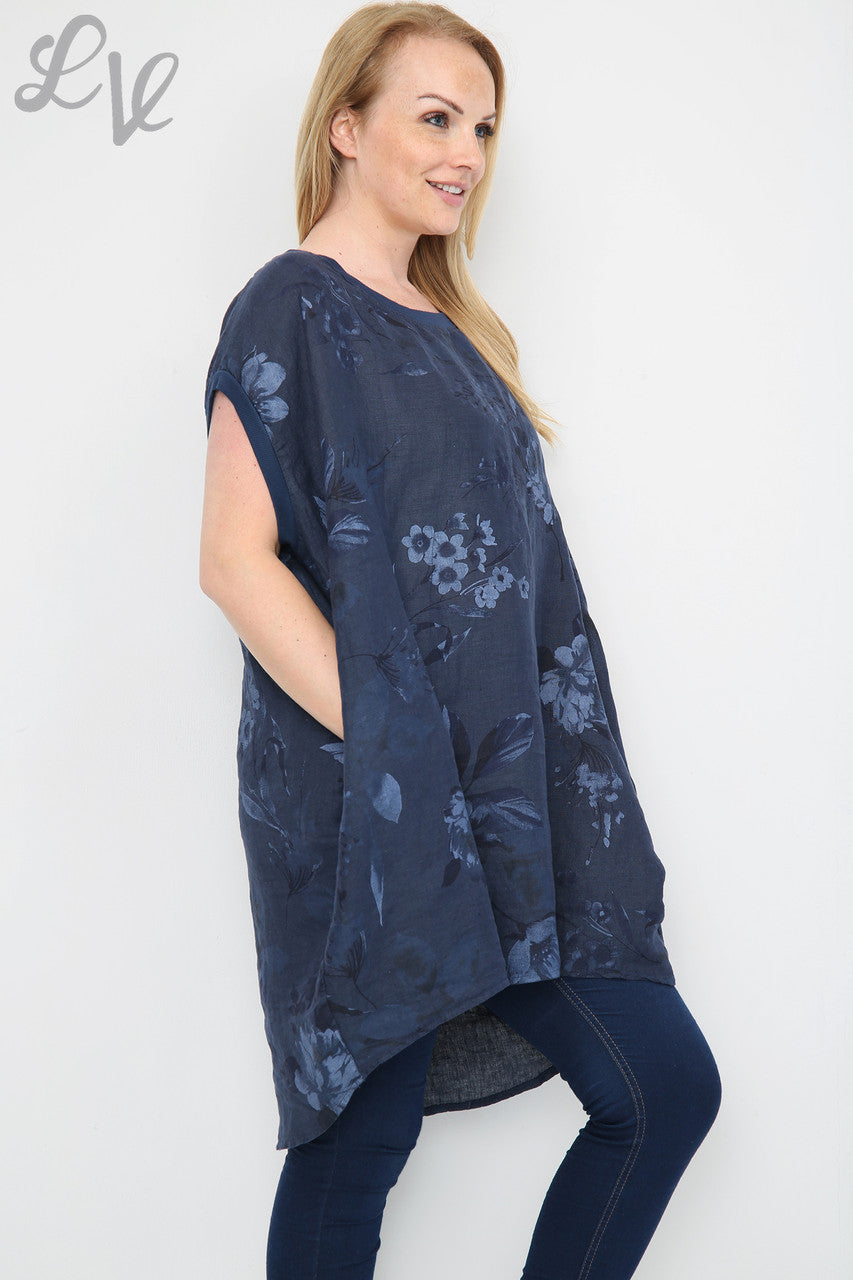 Dames Tuniekjurk met Bloembladprint Marineblauw Stukprijs €12,99