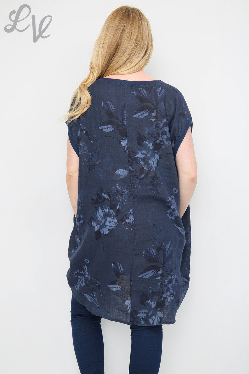 Dames Tuniekjurk met Bloembladprint Marineblauw Stukprijs €12,99