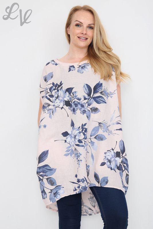 Dames Tuniekjurk met bloemen- en bladprint stoffig roze Stukprijs € 12,99