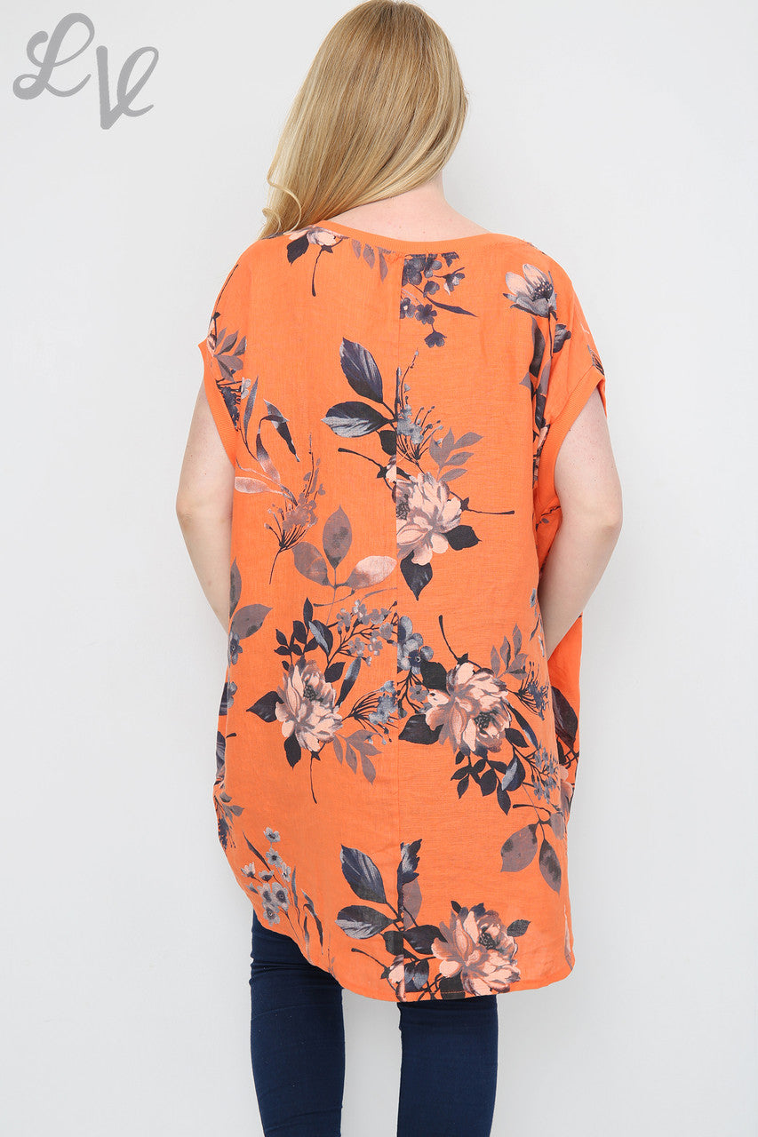 Dames Tuniekjurk met Bloem- en Bladerenprint Oranje Prijs per stuk € 12,99