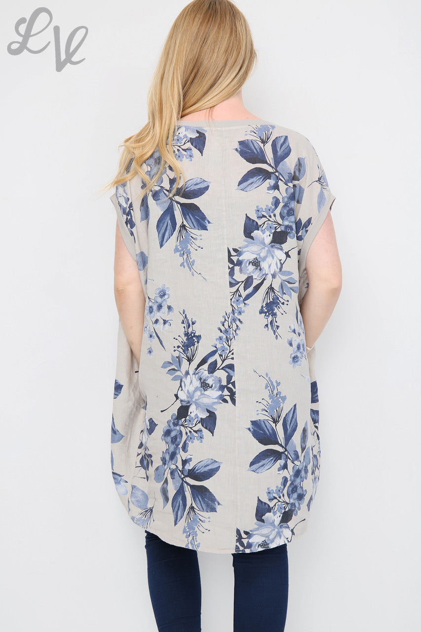 Dames tuniekjurk met bloemen- en bladerenprint steen Stukprijs € 12,99
