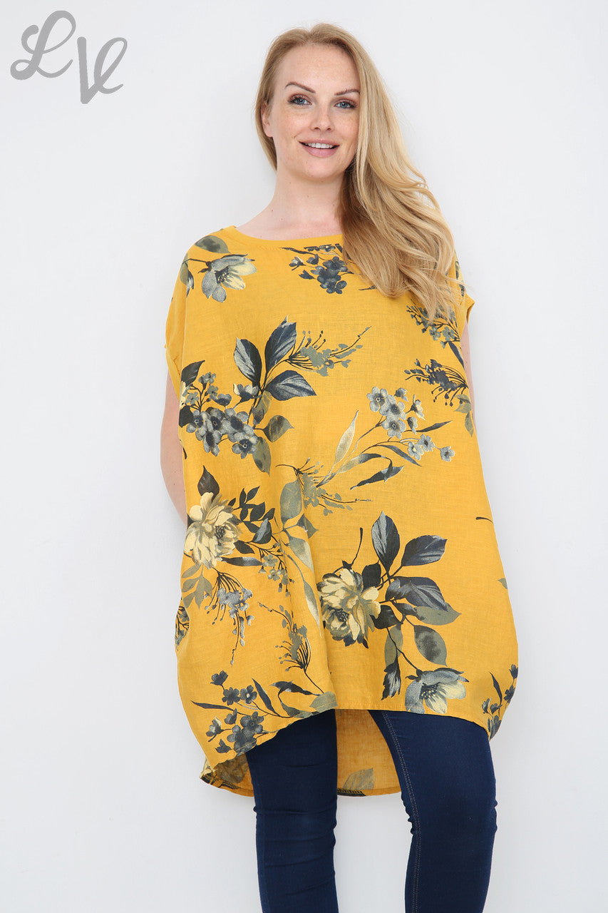 Dames Tuniekjurk met Bloem- en Bladprint Mosterd Stukprijs € 12,99