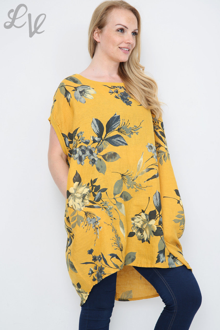 Dames Tuniekjurk met Bloem- en Bladprint Mosterd Stukprijs € 12,99