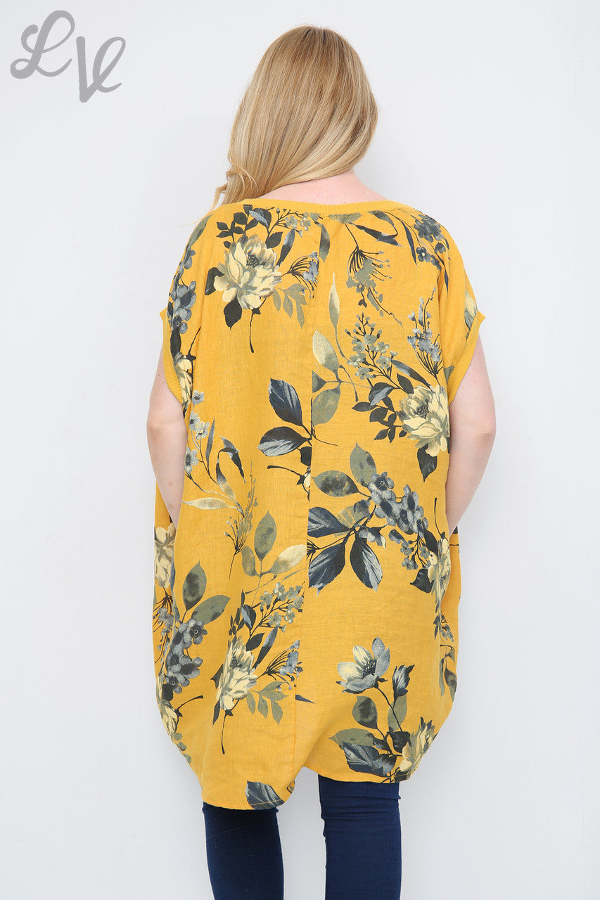 Dames Tuniekjurk met Bloem- en Bladprint Mosterd Stukprijs € 12,99
