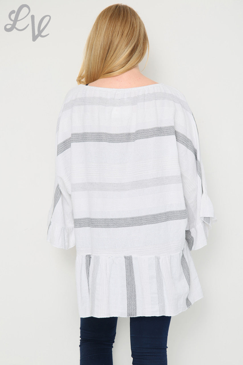 Ladies Stripe Boho Tunic Dress/Top White Unit Price £13.99