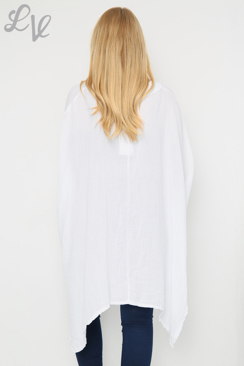 Dames Liefde Hart & Kruis Graphic Vleermuismouw Top Wit - Prijs per stuk £9,99