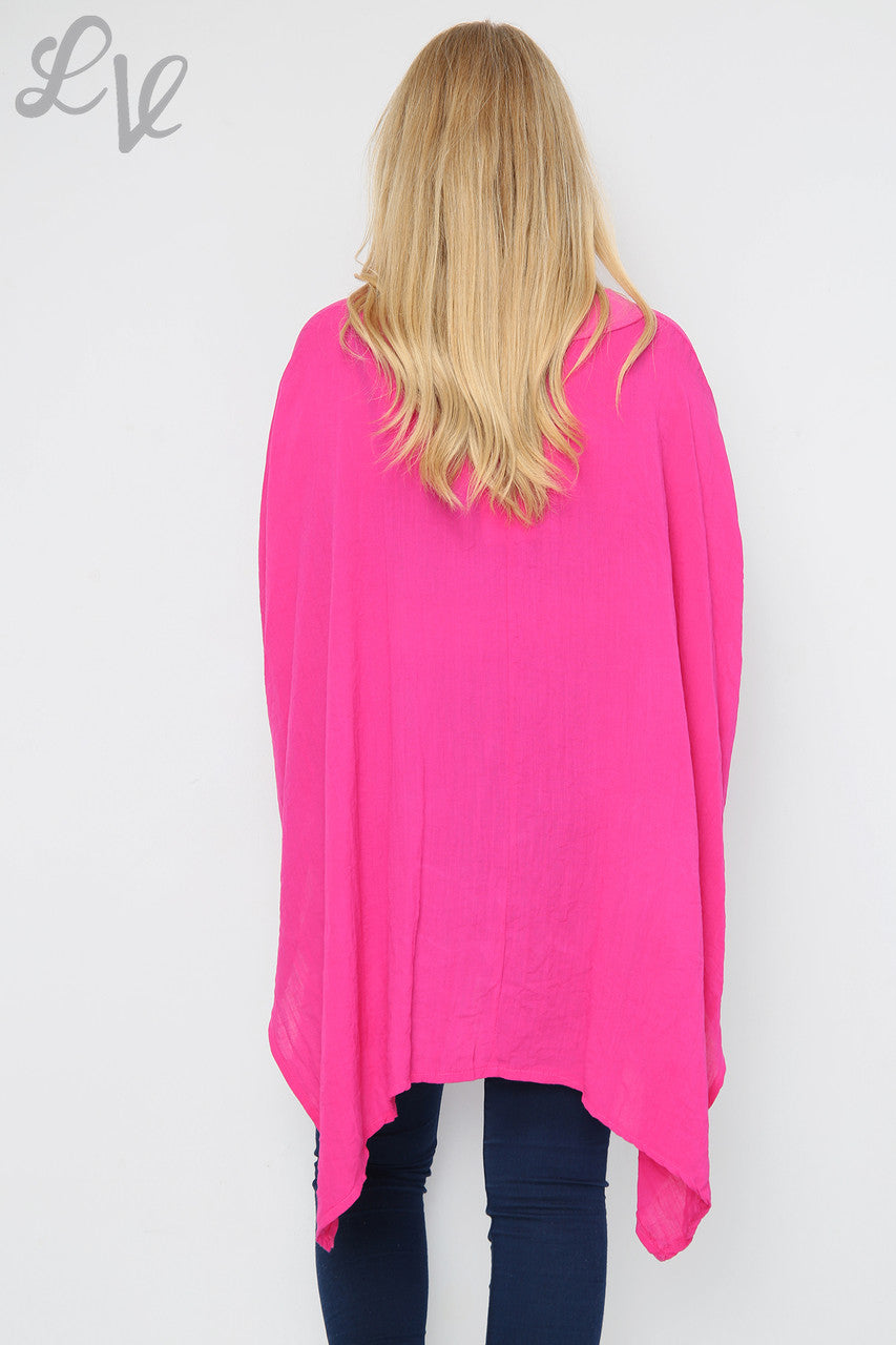 Ladies Love Heart & Cross Graphic Batwing Top Cerise - Unit Price £9.99