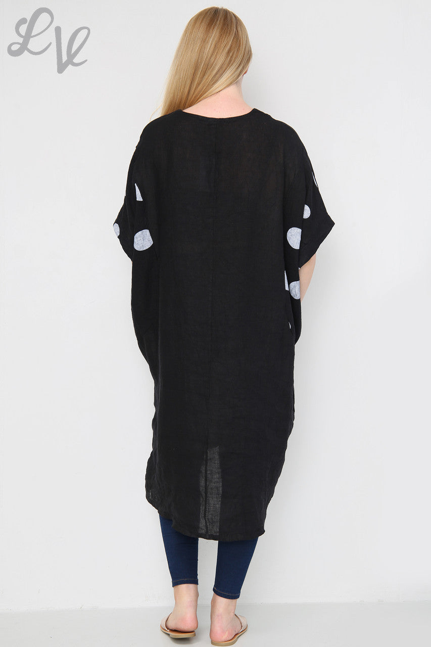 Dames Tuniekjurk Linnen met Polka Dots Zwart Prijs per stuk € 14,99