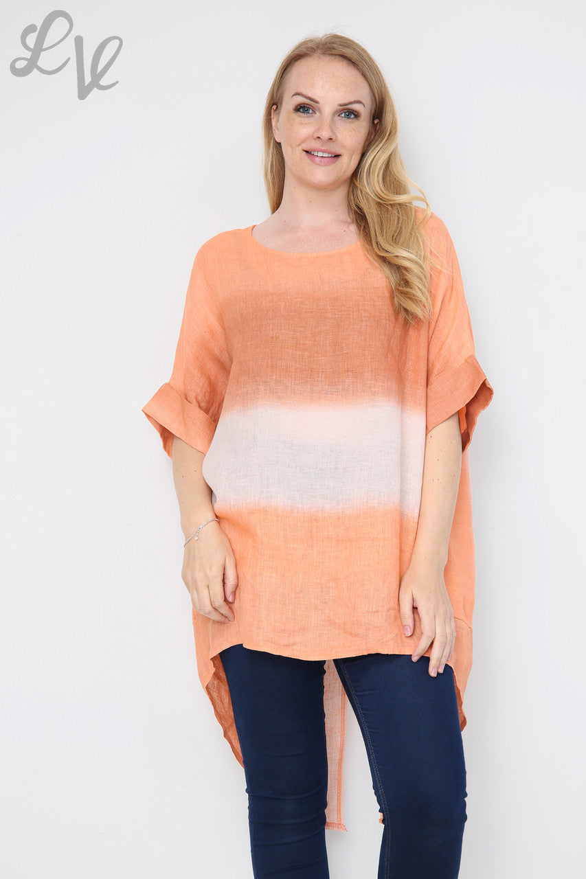 Dames Ombre Tuniek Top/Jurk met Split Achterkant Oranje Stukprijs €14,99