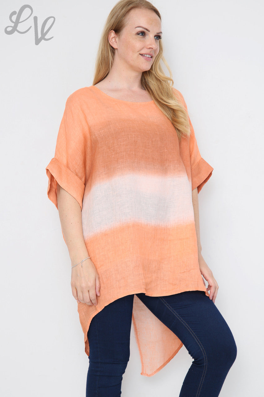 Dames Ombre Tuniek Top/Jurk met Split Achterkant Oranje Stukprijs €14,99