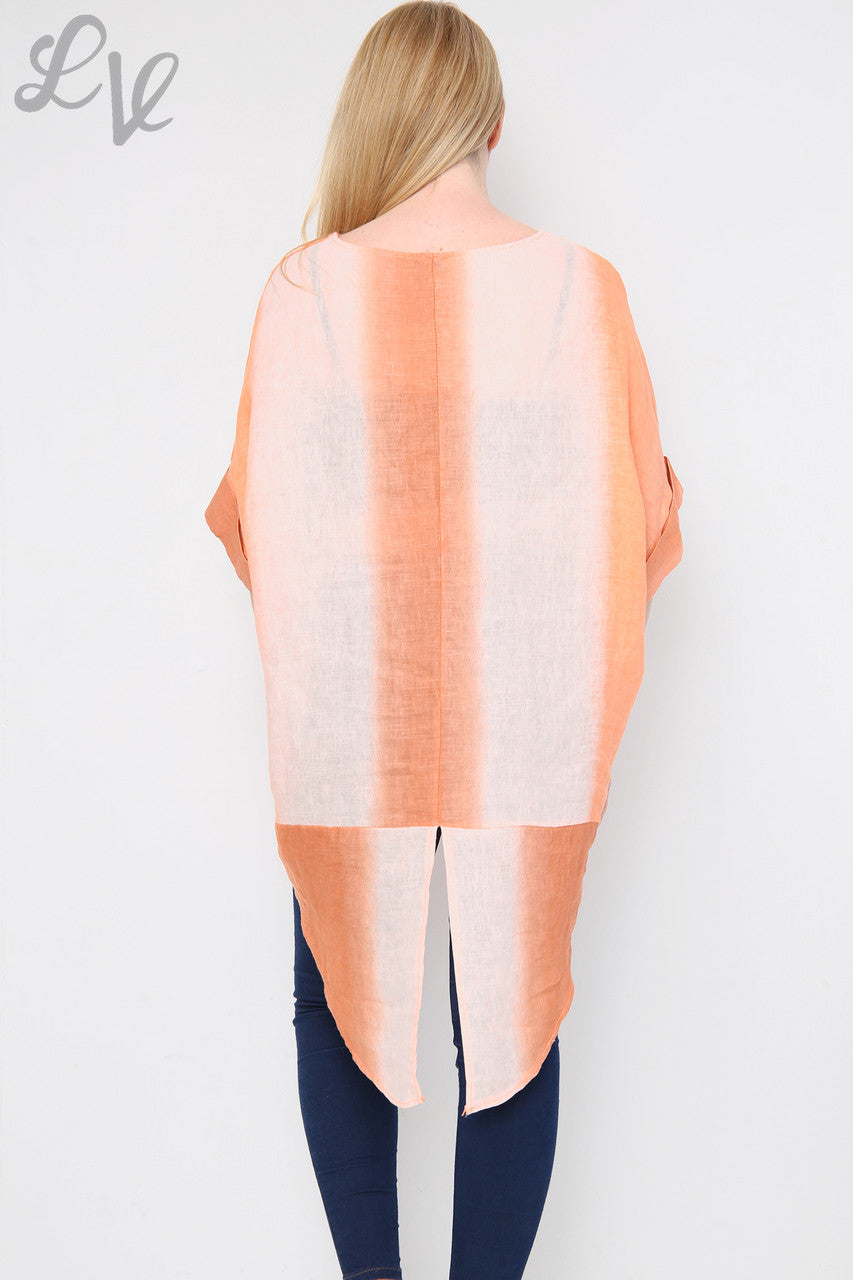 Dames Ombre Tuniek Top/Jurk met Split Achterkant Oranje Stukprijs €14,99