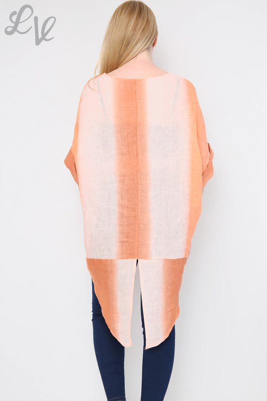 Dames Ombre Tuniek Top/Jurk met Split Achterkant Oranje Stukprijs €14,99