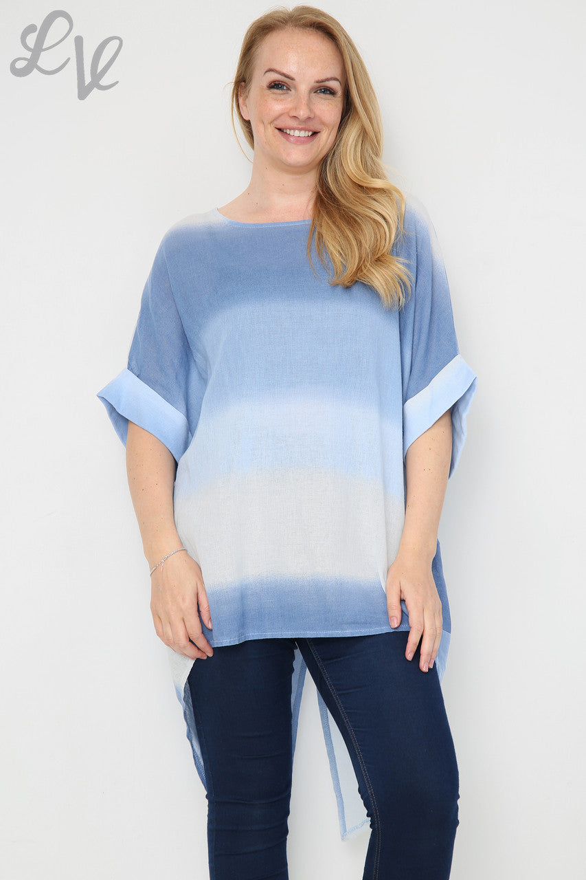 Dames Ombre Tuniek Top/Jurk met Split aan Achterkant Denim Stukprijs € 14,99