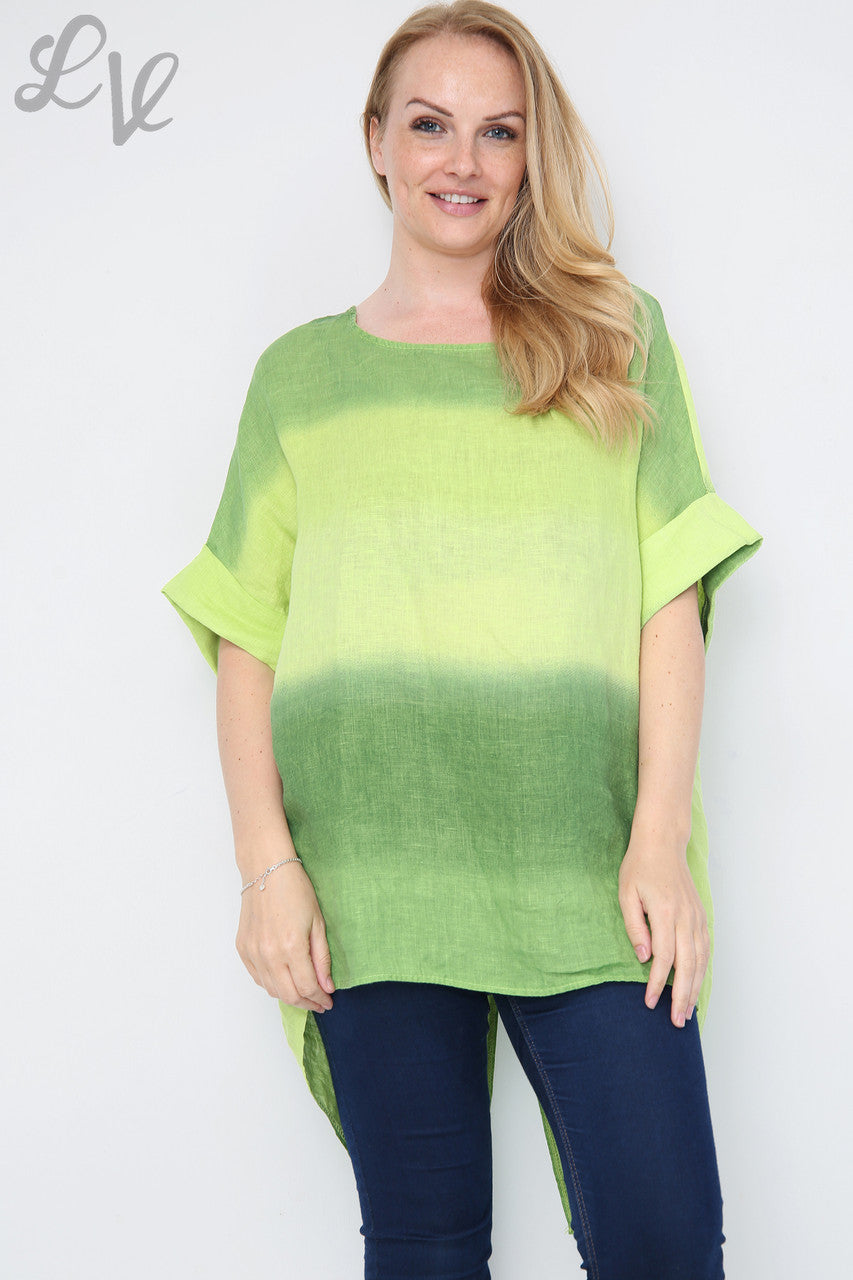 Ladies Ombre Slit Back Hem Tunic Top/Dress Lime Unit Price £14.99