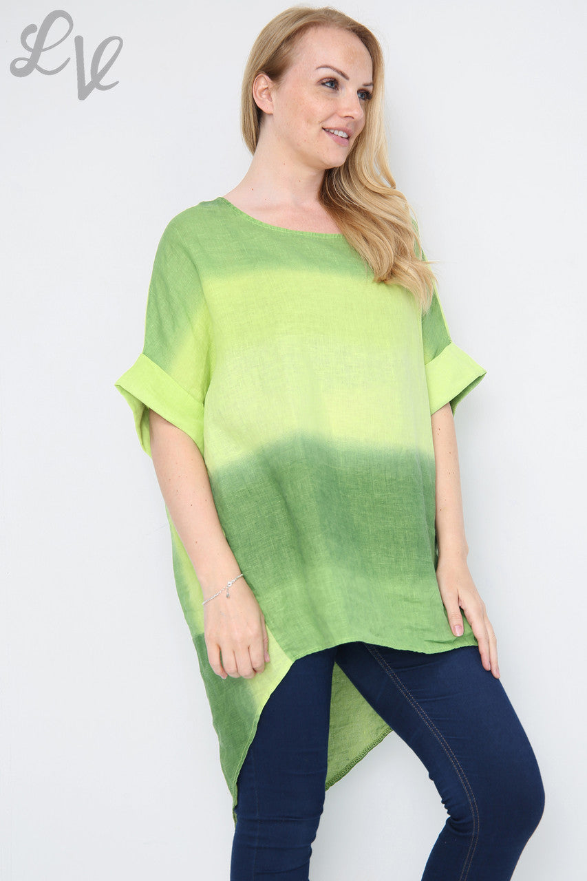 Ladies Ombre Slit Back Hem Tunic Top/Dress Lime Unit Price £14.99