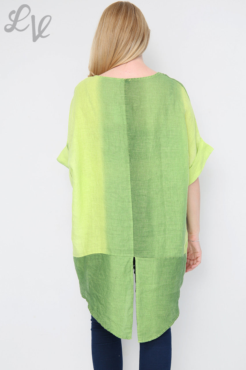 Ladies Ombre Slit Back Hem Tunic Top/Dress Lime Unit Price £14.99