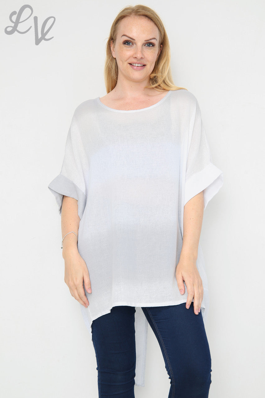 Ladies Ombre Slit Back Hem Tunic Top/Dress White Unit Price £14.99