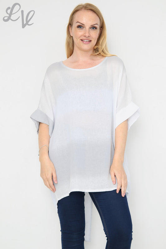 Dames Ombre Tuniek Top/Jurk met Split aan Achterkant - Wit Stukprijs € 14,99