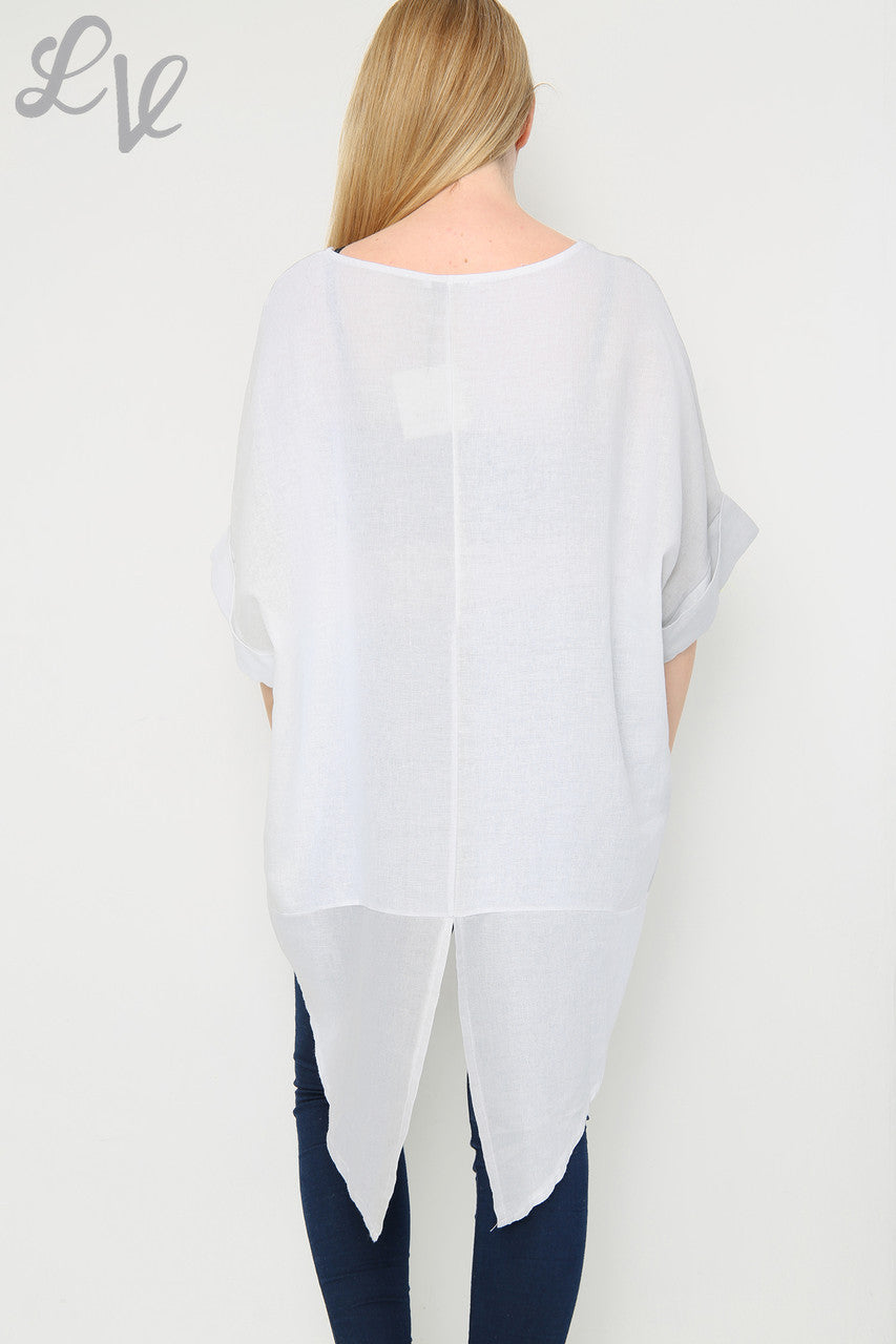 Ladies Ombre Slit Back Hem Tunic Top/Dress White Unit Price £14.99