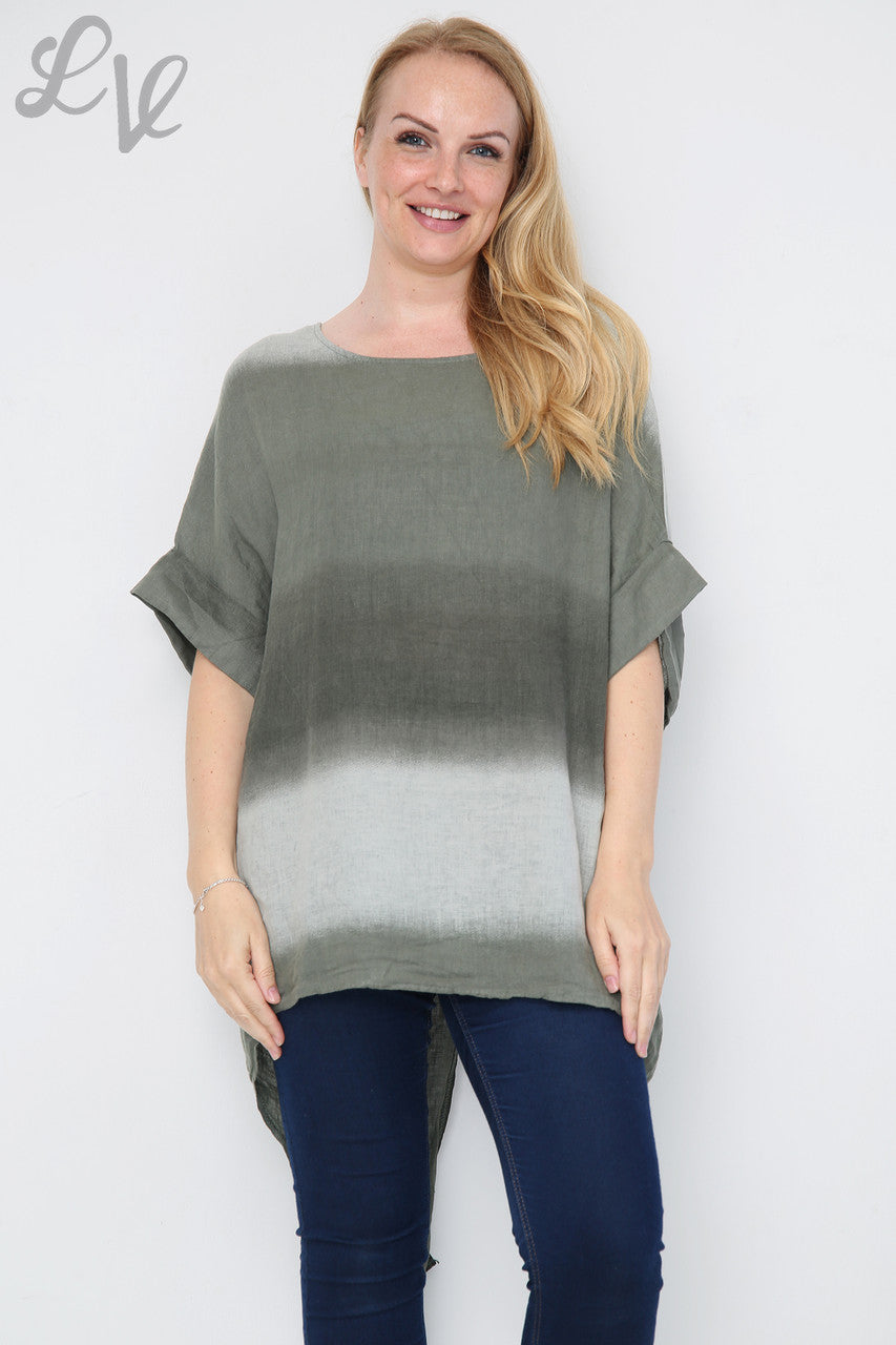 Dames Ombre Tuniek/Jurk met Split Achterkant Khaki Stukprijs £14.99