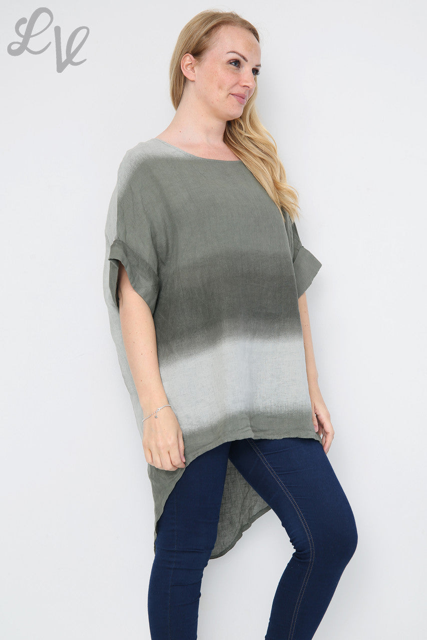 Dames Ombre Tuniek/Jurk met Split Achterkant Khaki Stukprijs £14.99
