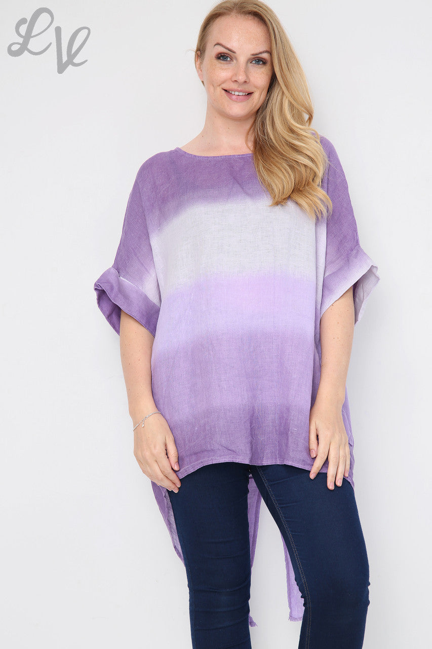 Dames Ombre Tuniek Top/Jurk met Split Achterkant Paars Stukprijs £14,99