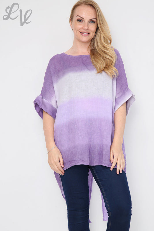 Dames Ombre Tuniek Top/Jurk met Split Achterkant Paars Stukprijs £14,99