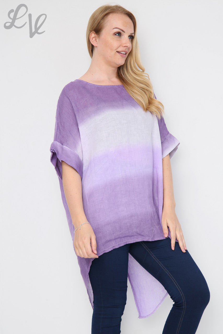 Dames Ombre Tuniek Top/Jurk met Split Achterkant Paars Stukprijs £14,99