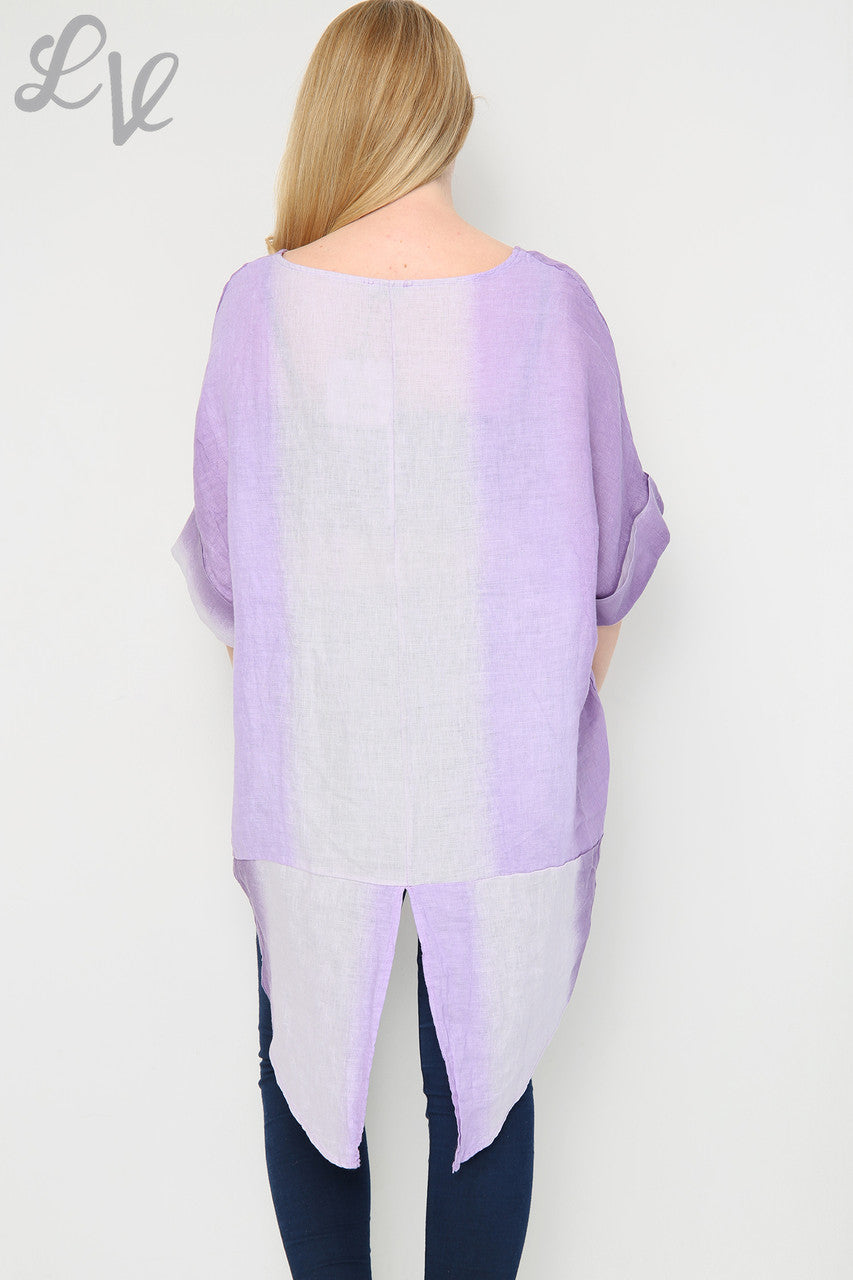 Dames Ombre Tuniek Top/Jurk met Split Achterkant Paars Stukprijs £14,99