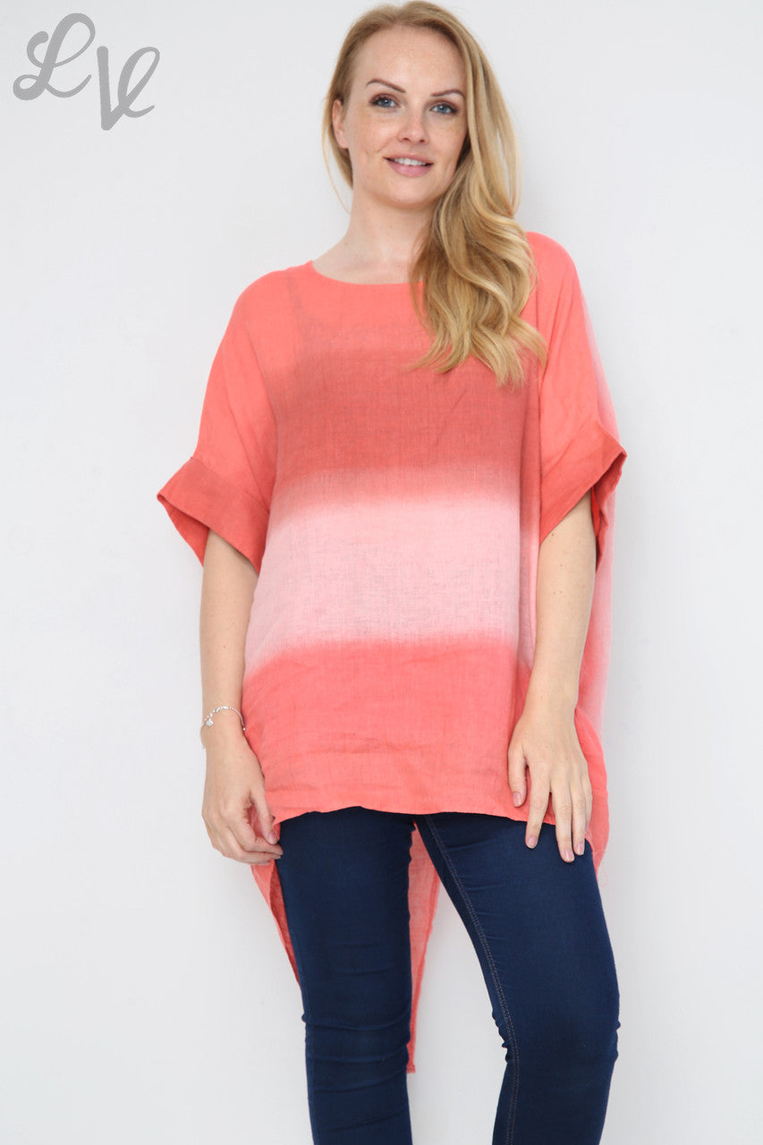 Dames Ombre Tuniek Top/Jurk met Split aan de achterkant Koraal Stukprijs € 14,99