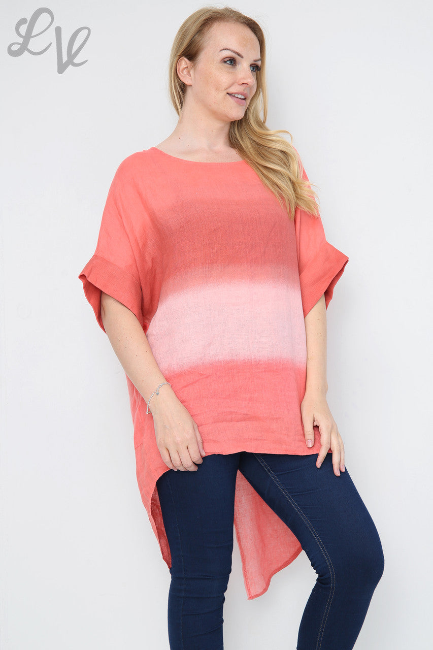 Dames Ombre Tuniek Top/Jurk met Split aan de achterkant Koraal Stukprijs € 14,99