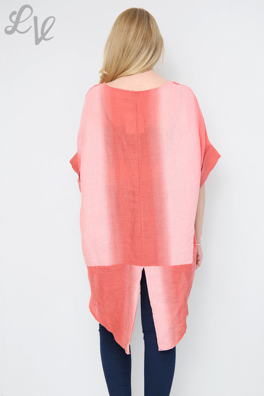 Dames Ombre Tuniek Top/Jurk met Split aan de achterkant Koraal Stukprijs € 14,99