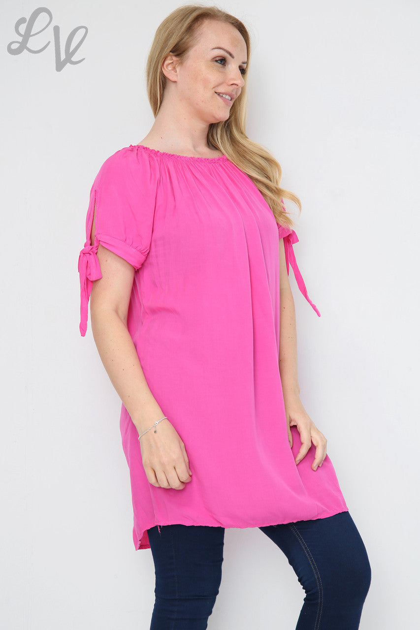 Ladies Plain Gypsy Style Tunic Dress Cerise Unit Price £9.99