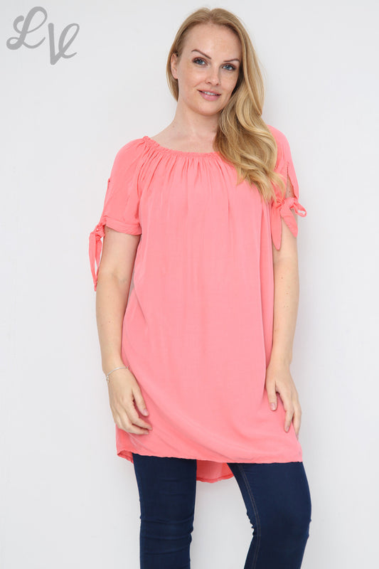 Dames Tuniekjurk Effen Gypsy Stijl Koraal Stukprijs £ 9,99