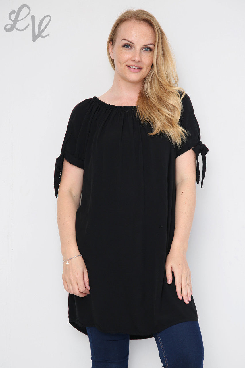 Ladies Plain Gypsy Style Tunic Dress Black Unit Price £9.99
