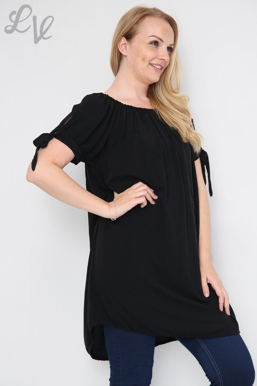 Ladies Plain Gypsy Style Tunic Dress Black Unit Price £9.99