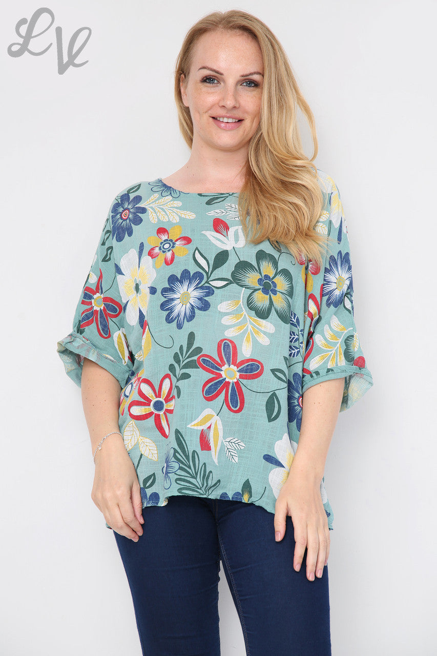 FLORAL MIXTURE PRINT TOP TIFFANY