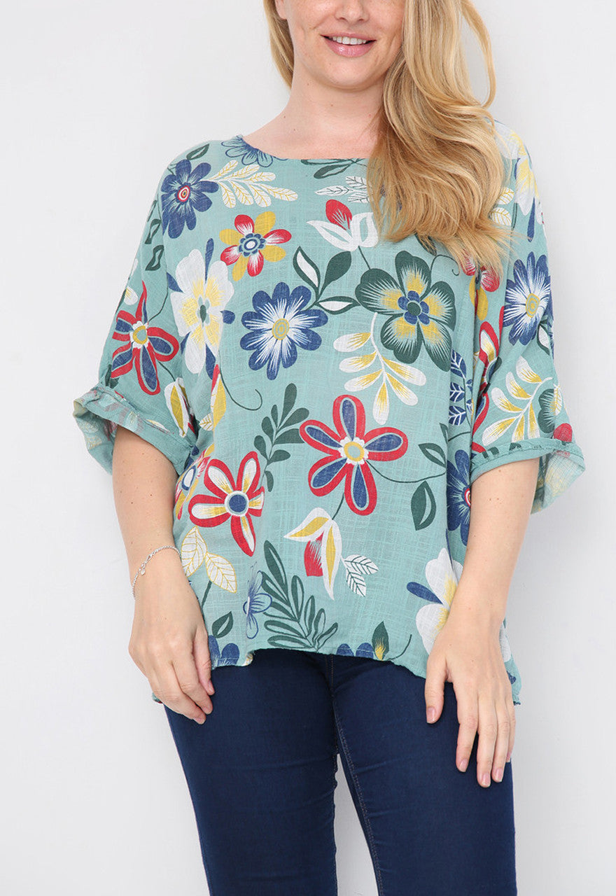 FLORAL MIXTURE PRINT TOP TIFFANY