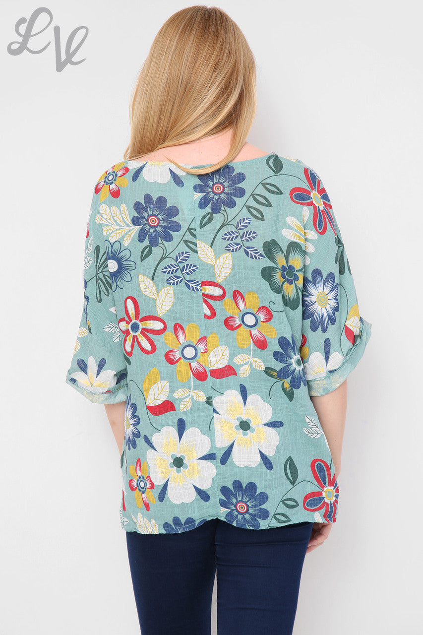 FLORAL MIXTURE PRINT TOP TIFFANY