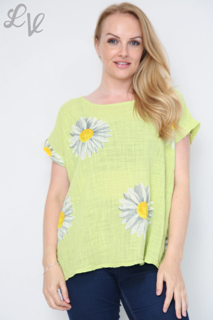 Ladies Daisy Short Sleeved Top Lime Unit Price £9.99
