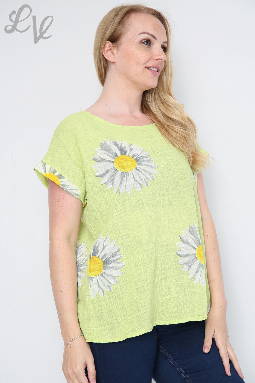 Ladies Daisy Short Sleeved Top Lime Unit Price £9.99