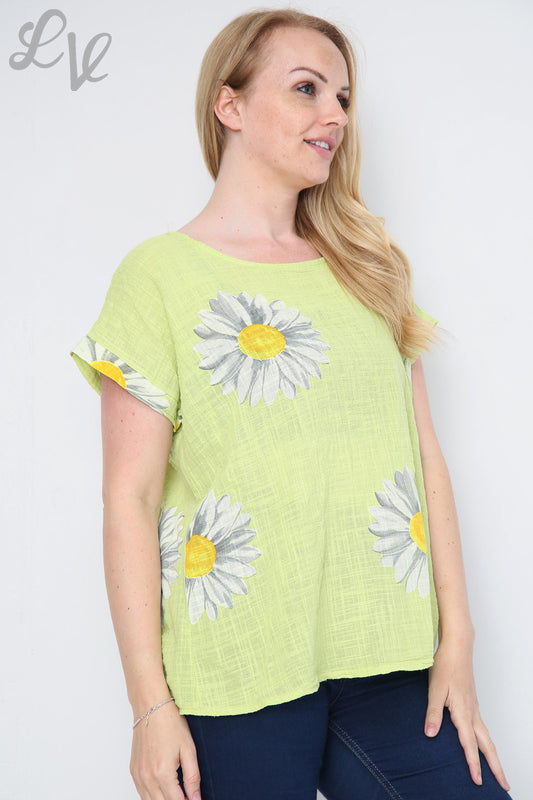 Ladies Daisy Short Sleeved Top Lime Unit Price £9.99