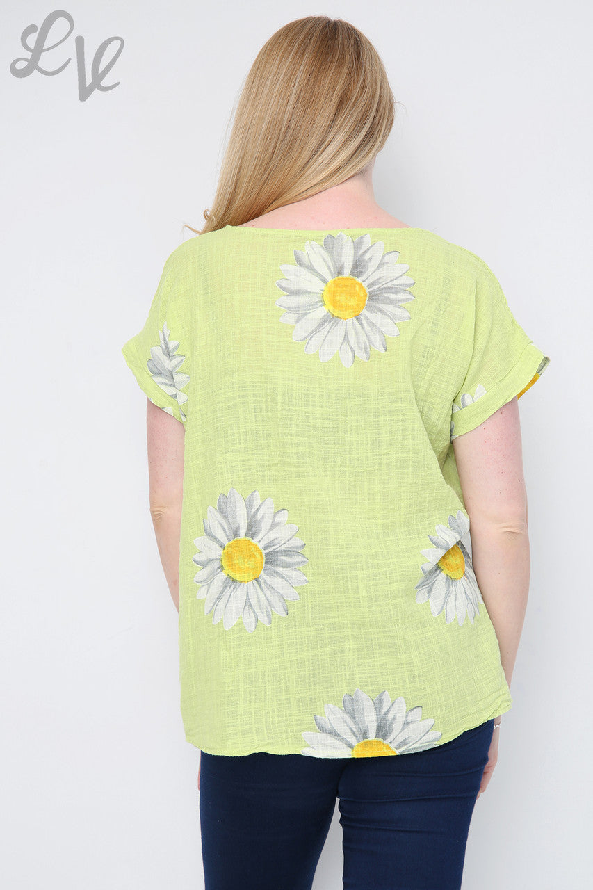 Ladies Daisy Short Sleeved Top Lime Unit Price £9.99